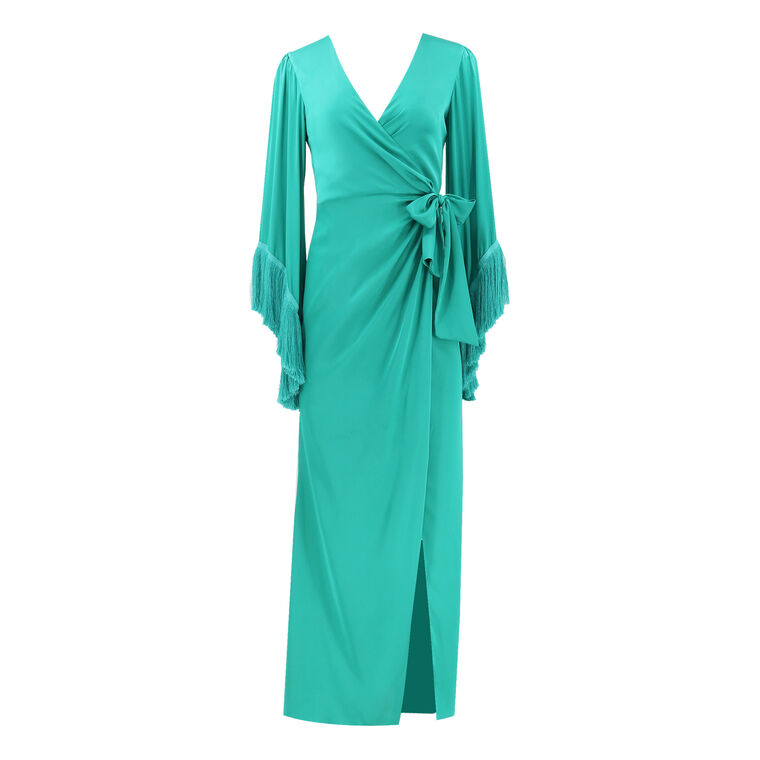 Fringe Trim Wrap Dress image number null