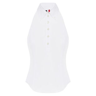 Point Collar Polo Halter Top