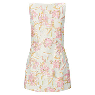 Mimi Sleeveless Floral Metallic Brocade Mini Dress