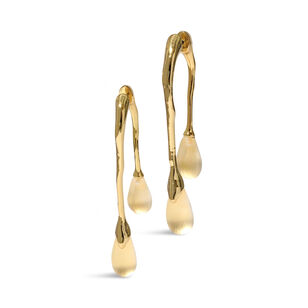 Lucite Gold Front Back Double Drop Earring