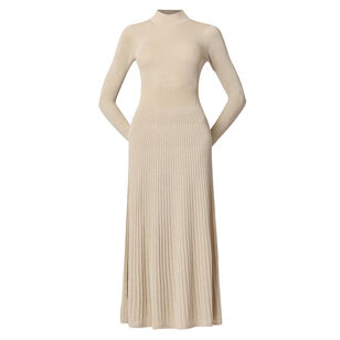 Autumn Long Sleeve Metallic Knit Maxi Dress