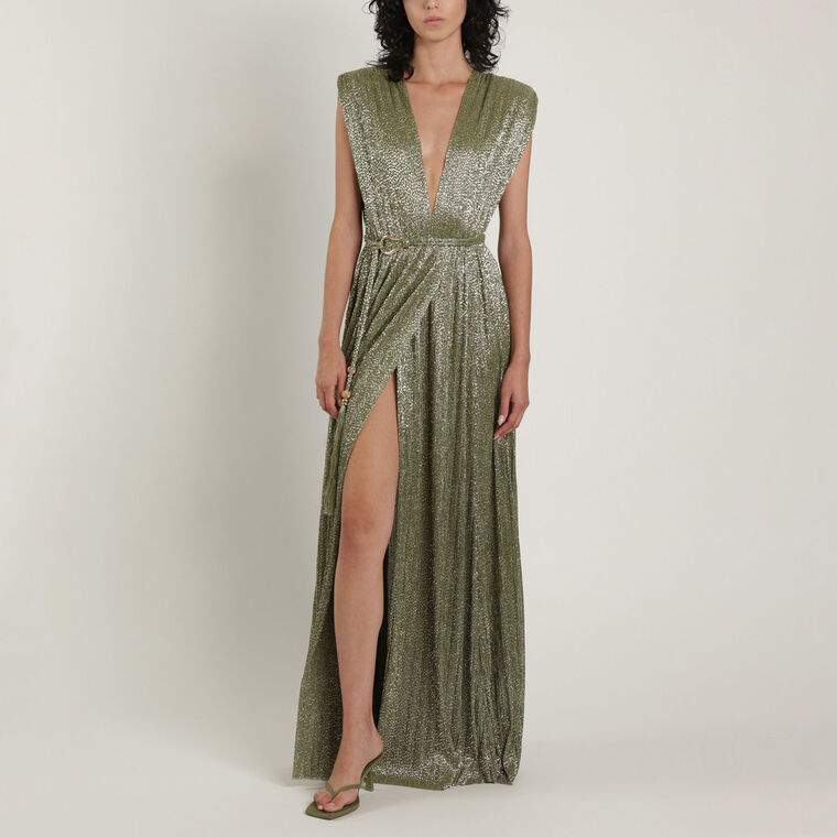 Savory Metallic Sleeveless Gown image number null