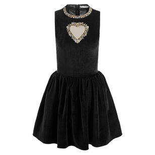 Ella Embellished Velvet Sleeveless Drop Waist Mini Dress