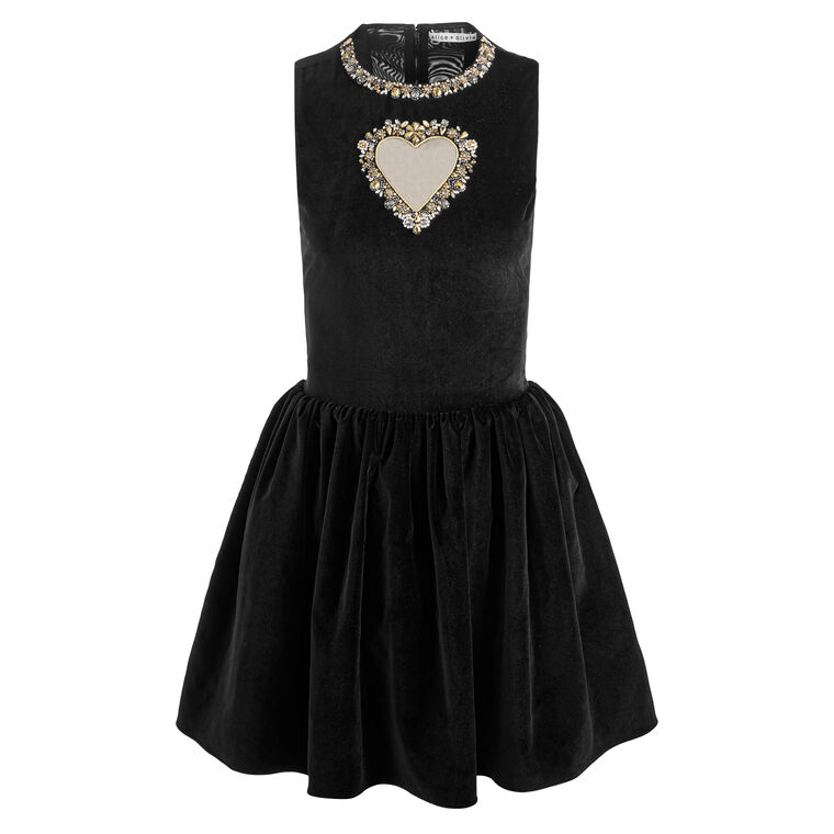 Ella Embellished Velvet Sleeveless Drop Waist Mini Dress image number null
