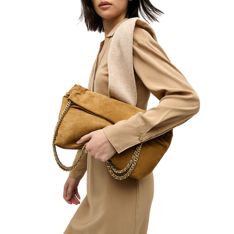 Suede Slouch Shoulder Bag image number null