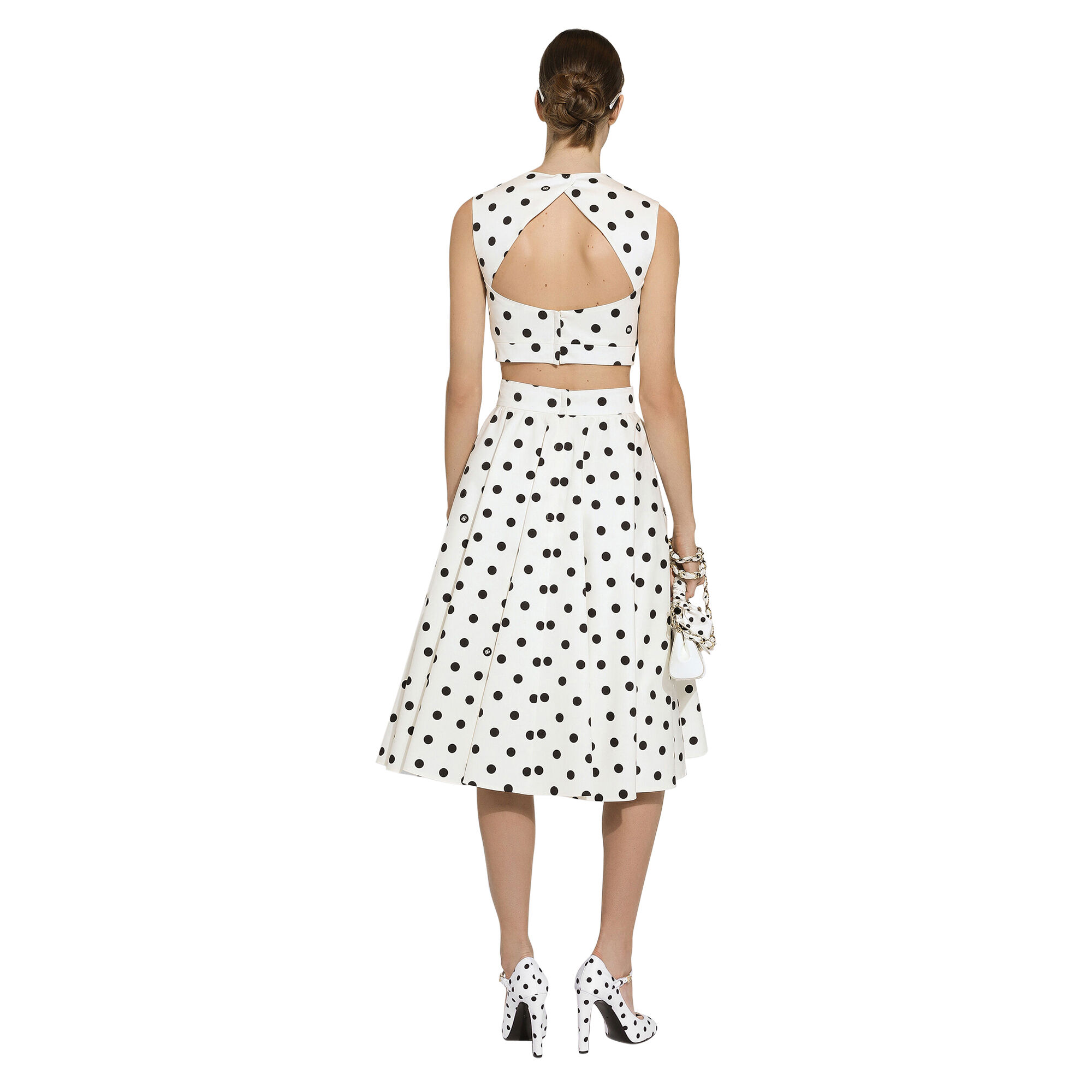 Dolce & Gabbana Cotton Polka Dot Corset Crop Top | Tootsies