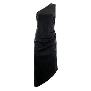 Esme Coated Denim One Shoulder Dress