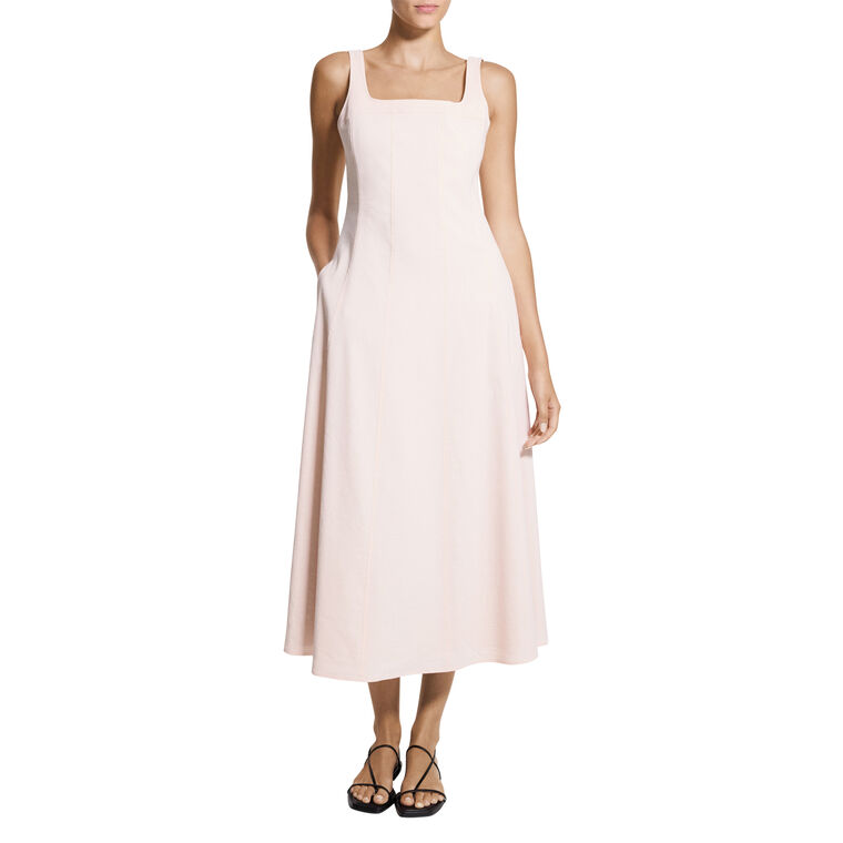 Sleeveless Square Neck Seamed Midi Dress image number null
