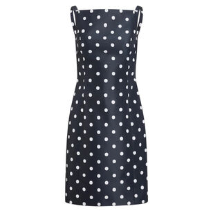 Sleeveless Recycled Faille Polka Dot Sheath Dress