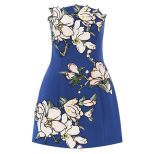 Zaria Floral Applique Strapless Bustier Mini Dress