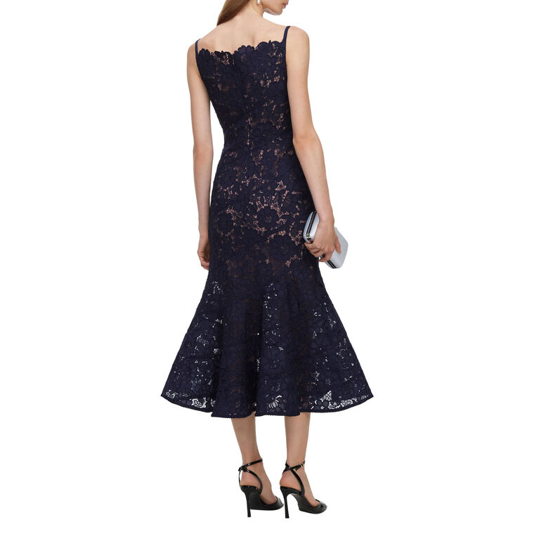 Sleeveless Spiral Lace Midi Dress image number null