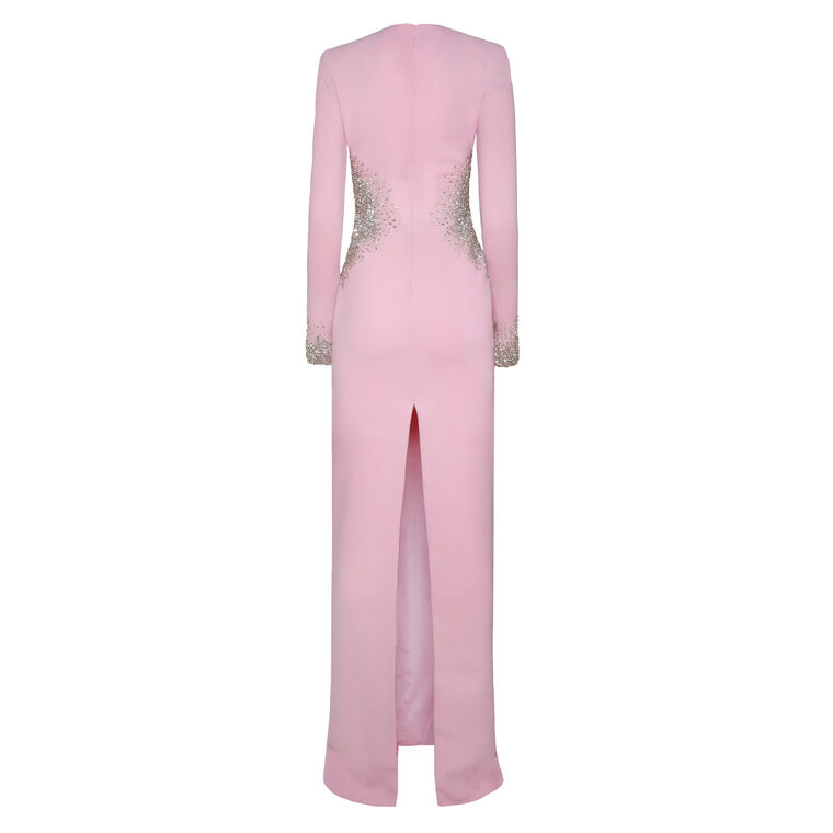 Long Sleeve Gown With Crystal Detailing image number null