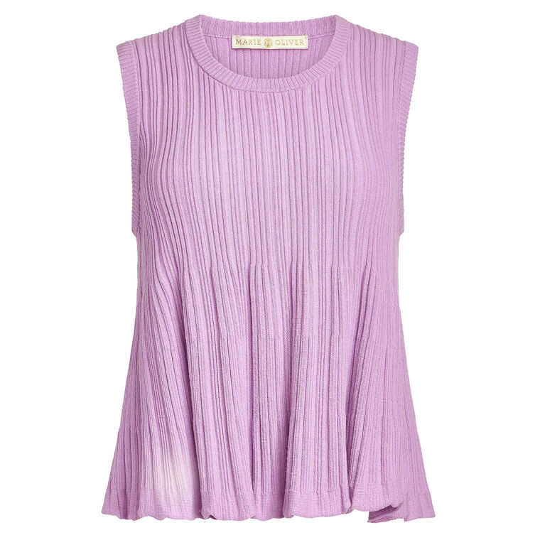 Izabell Flared Rib Knit Tank Top image number null