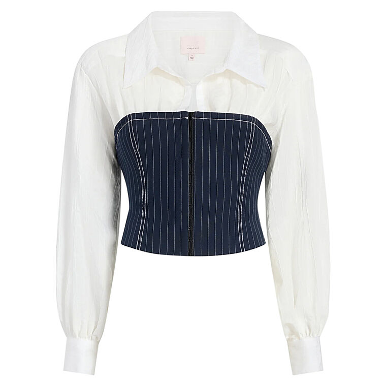 Levina Pinstripe Corset Top image number null