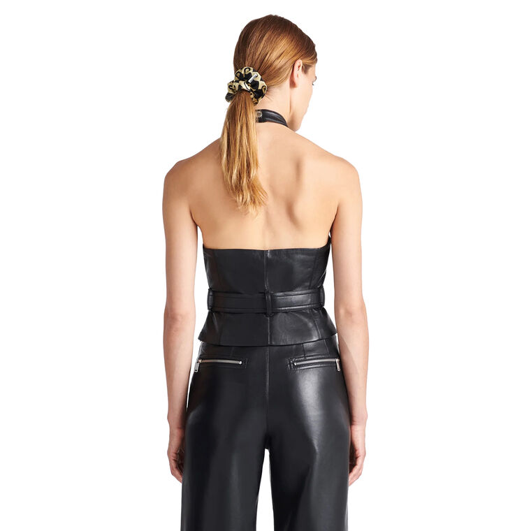 Sybel Regenerated Leather Halterneck Top image number null