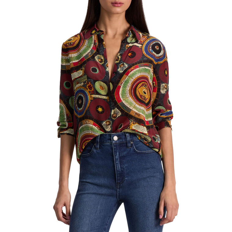 Willa Long Sleeve Placket Silk Top image number null