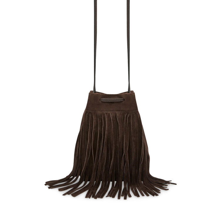 Osette Midi Suede Pouch With Fringe image number null