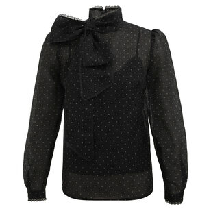 Dream Long Sleeve Pussybow Polka Dot Blouse
