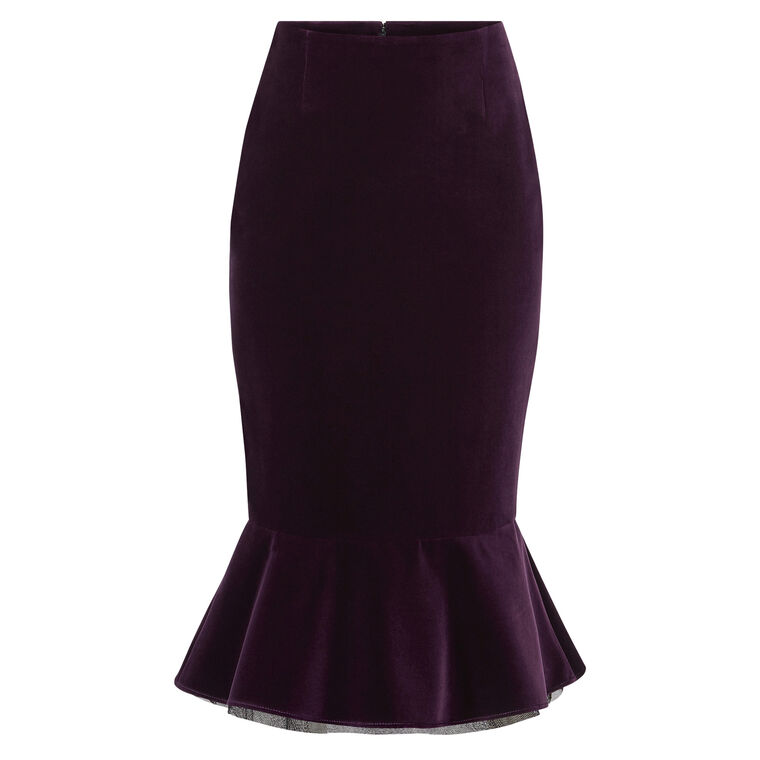 Peplum Midi Skirt In Velvet image number null