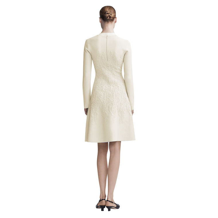 Floral Puckered Long Sleeve Knit Mini Dress image number null