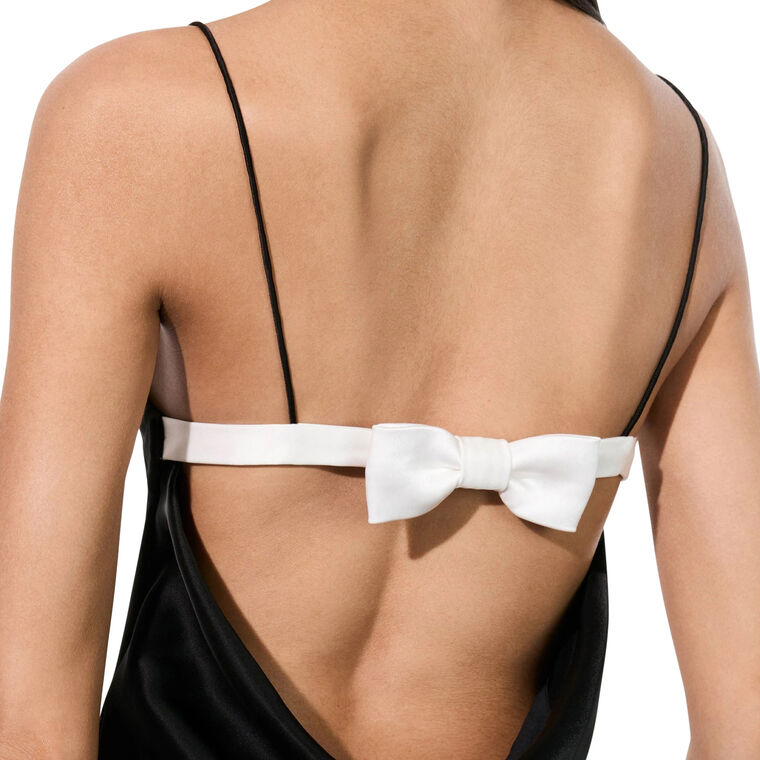 Noelie Cowl Back Mini Dress With Bow image number null