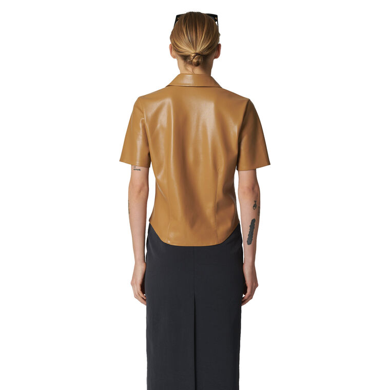 Clare Alt-Leather Short Sleeve Top image number null