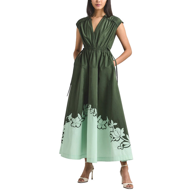Nara Cotton Poly Poplin Applique Dress image number null