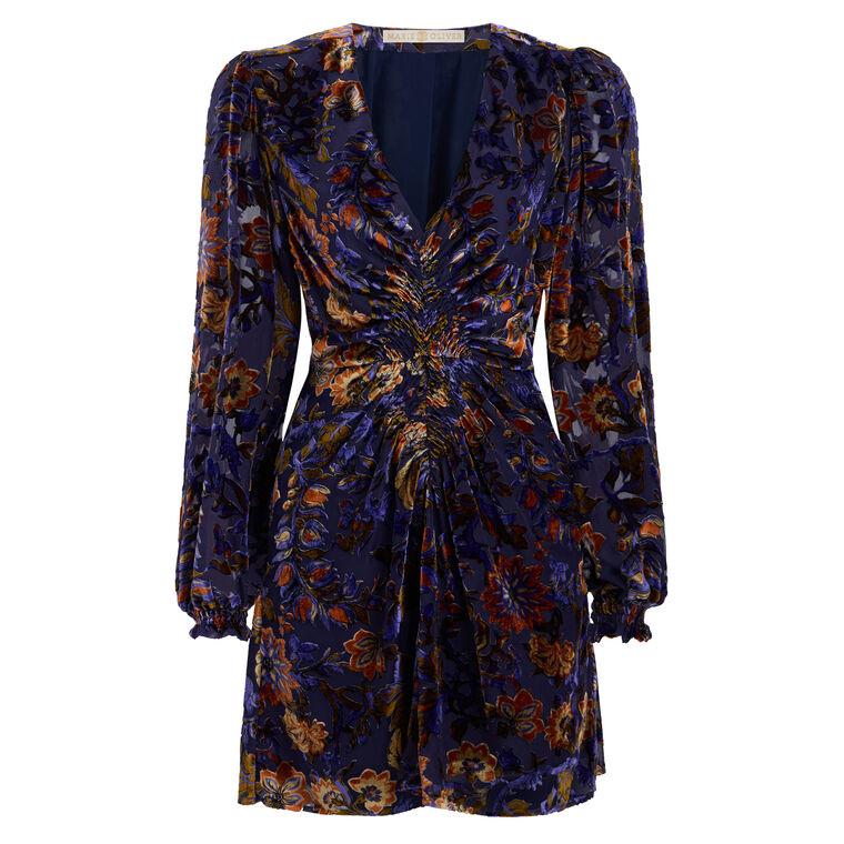 Eliza Long Sleeve Burnout Velvet Mini Dress image number null