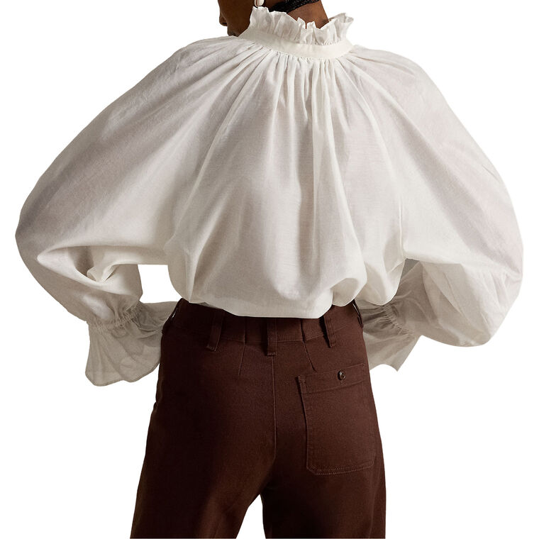 Long Sleeve Split Neck Woven Shirt image number null