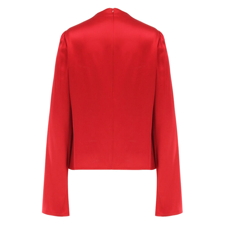 Satin Draped Neck Long Sleeve Top image number null