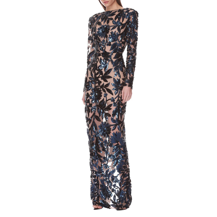 Long Sleeve Sequin Maxi Dress image number null