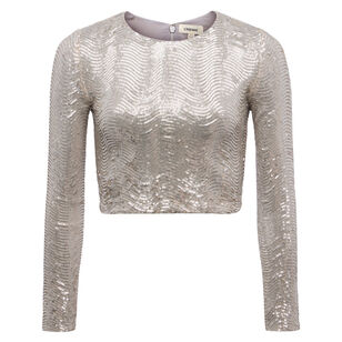 Rogan Sequin Long Sleeve Crop Top