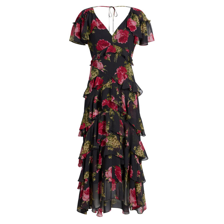 Tatum Baroque Roses Short Sleeve Midi Dress image number null