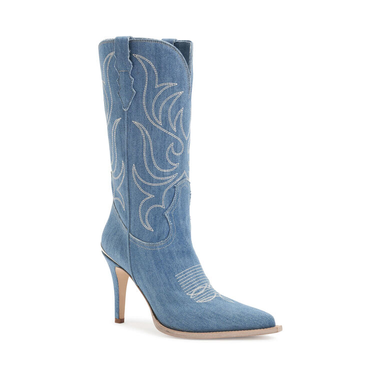 Cherie 95mm Denim Heeled Cowboy Boot image number null