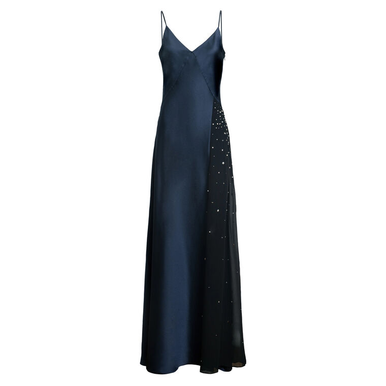 Catalina Sleeveless Embellished Panel Satin Maxi Dress image number null