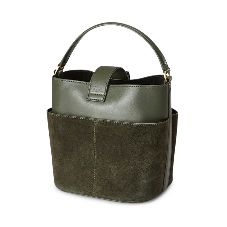 Small Suede Crest Lock Bucket Bag image number null