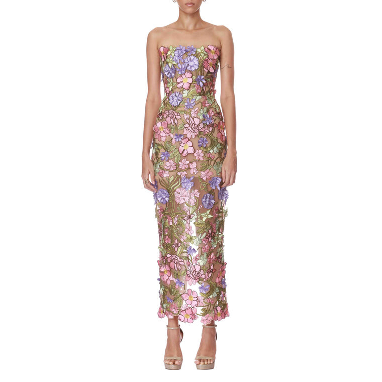 Iris Floral Maraya Strapless Ankle Dress image number null