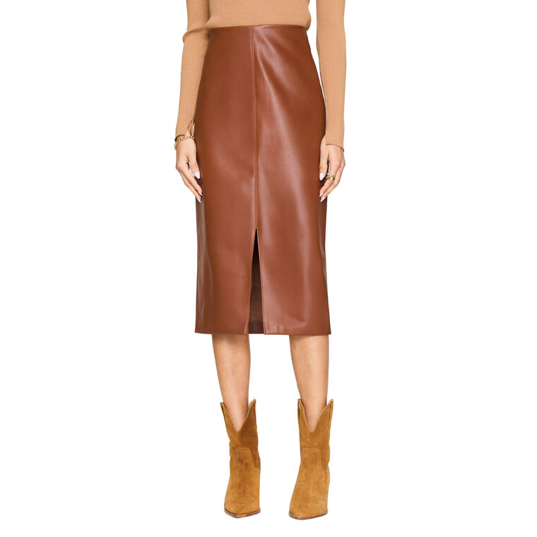 The Esme Vegan Leather Pencil Skirt image number null