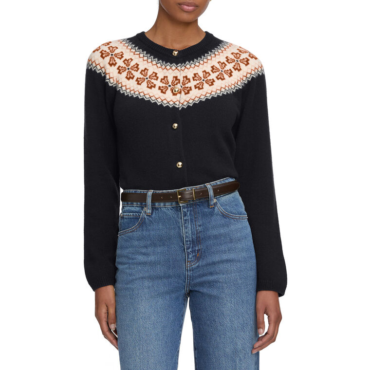 The Cashmere Fairisle Long Sleeve Cardigan image number null