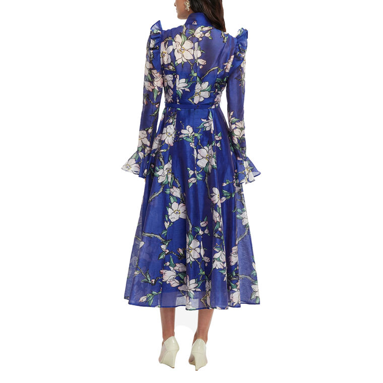 Katrina Butterfly Sleeve Belted Midi Dress image number null