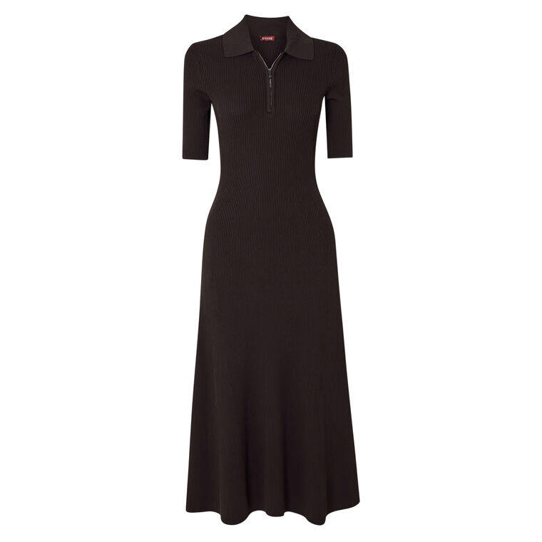 Roland Short-Sleeve Rib-Knit Midi Dress image number null