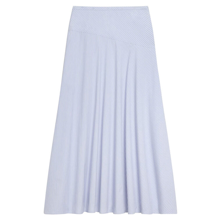 Angled Yoke Striped Midi Skirt image number null