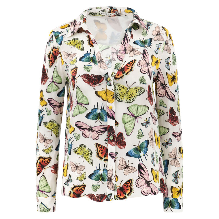 Eloise Butterfly Silk-Blend Blouse image number null