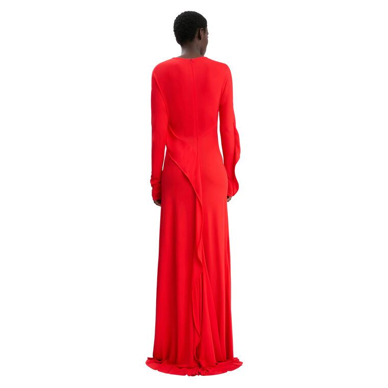 Long Sleeve Draped Jersey Gown image number null