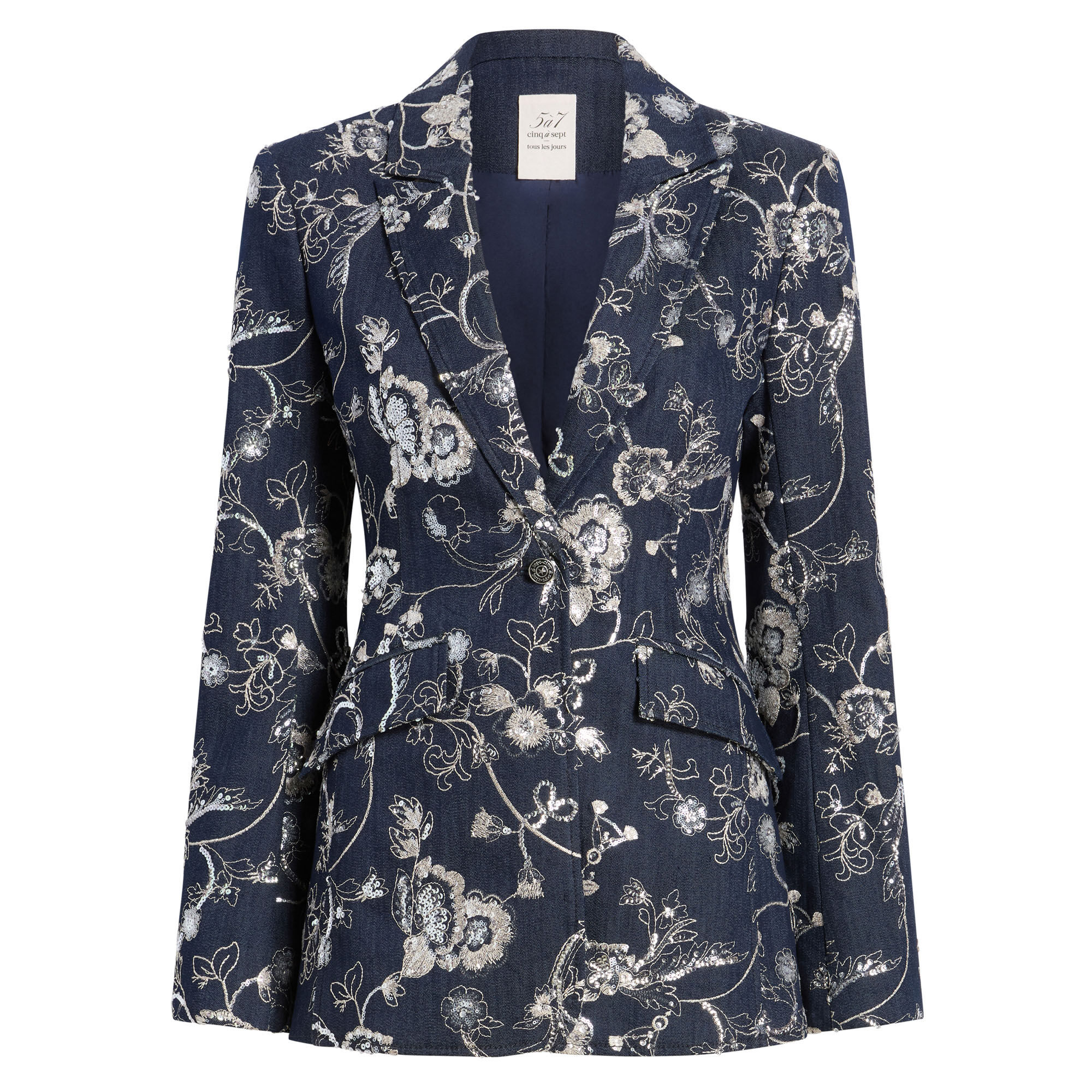 Cinq à Sept Cheyenne Garden Embroidered Denim Blazer | Tootsies