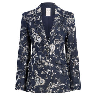 Cheyenne Garden Embroidered Denim Blazer