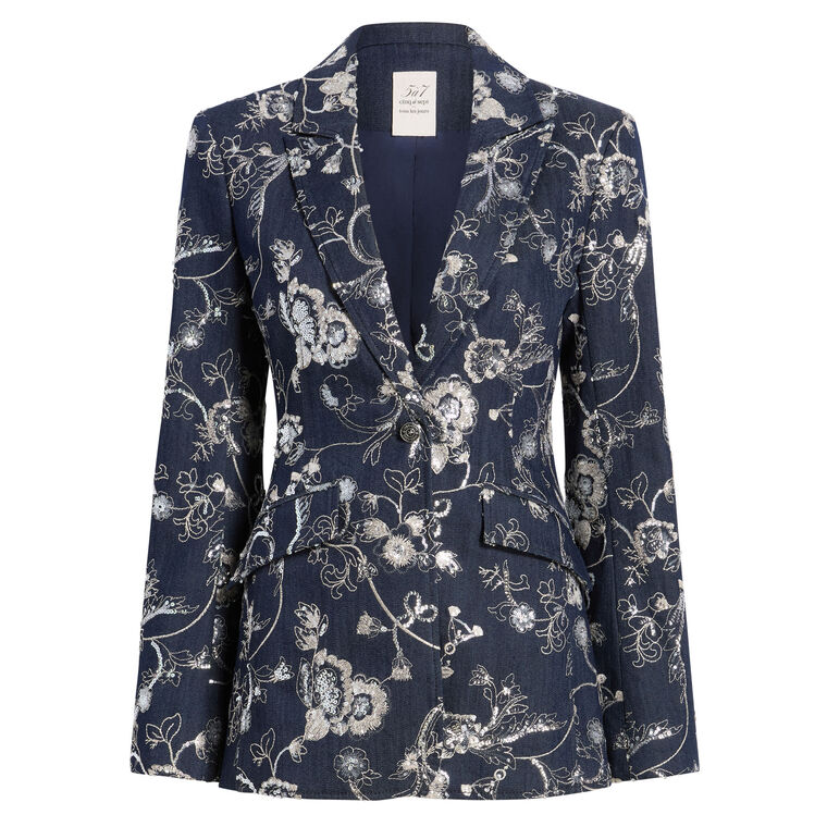 Cheyenne Garden Embroidered Denim Blazer image number null