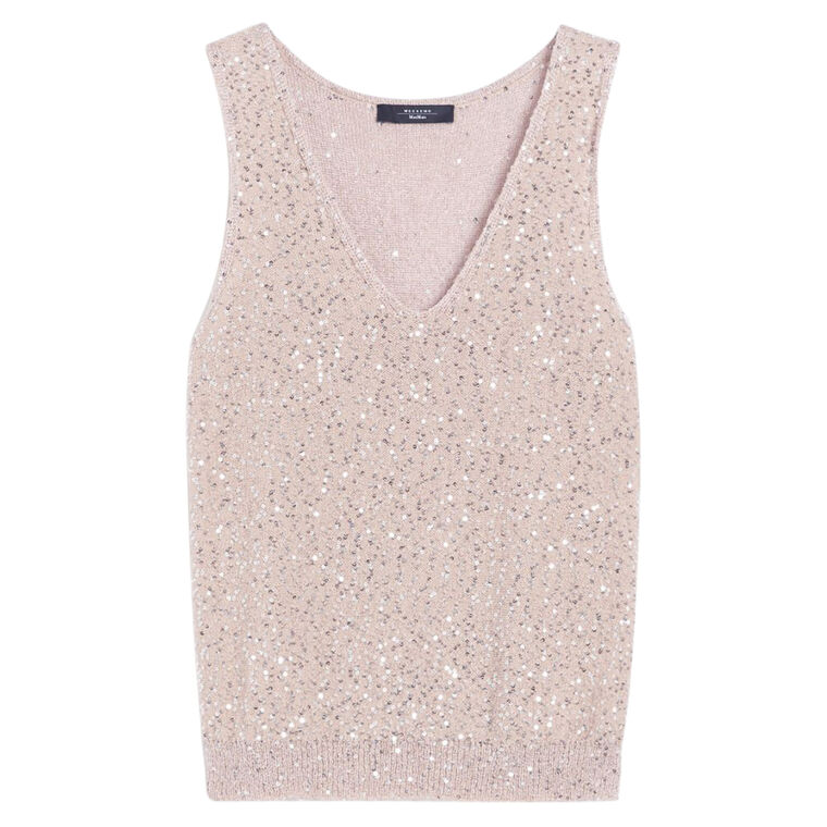 Acaici Sleeveless Sequin Knitted Top image number null