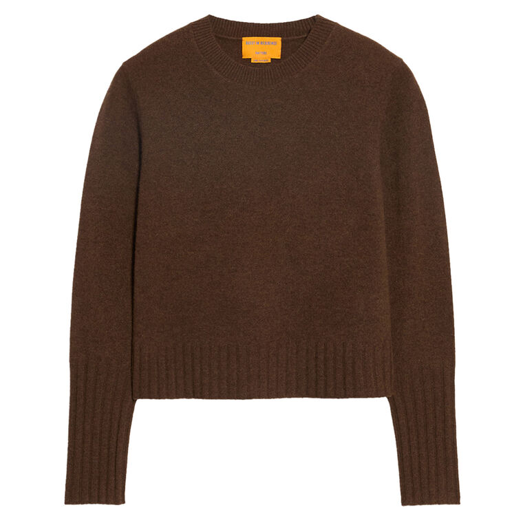 Shrunken Long Sleeve Cashmere Crewneck Sweater image number null