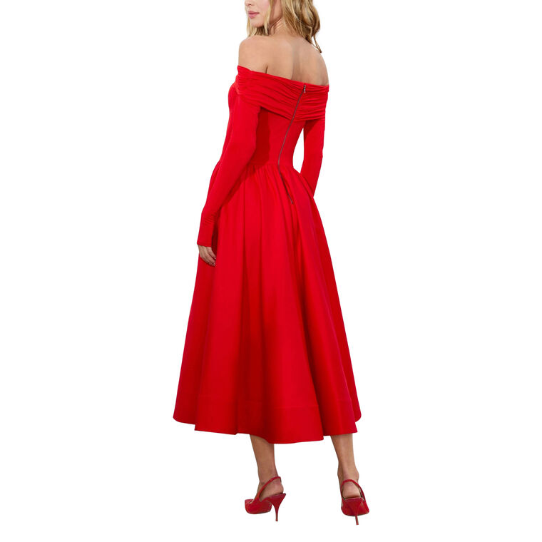 Chara Off Shoulder Flared Midi Dress image number null